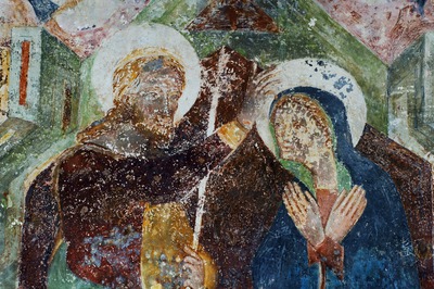 Zidna slika Krunjenja Bogorodice na istočnom zidu apside