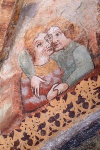 Zidna slika Razdvajanje duša blaženika i prokletnika, prefiguracija grijeha bluda i neumjerenosti u piću (2)