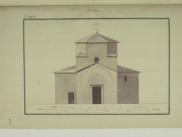 Crtež pročelja  crkve svete Katarine na otoku u pulskoj luci,