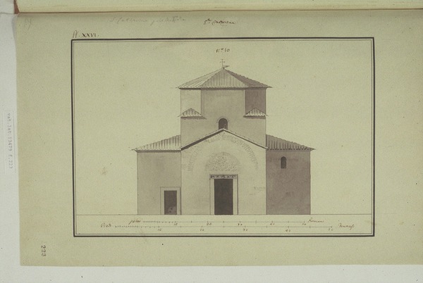Crtež pročelja  crkve svete Katarine na otoku u pulskoj luci,