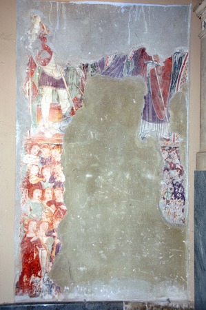 Zidna slika svetih Mihovila, Joba i biskupa te kora anđela
