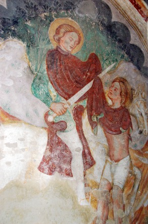 Zidna slika svetog Martina koji dijeli plašt