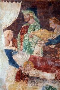 Zidna slika s prikazom Rođenja svetog Nikole