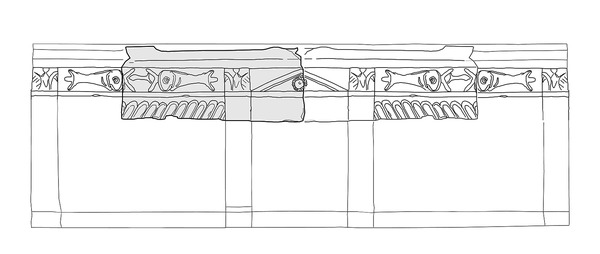 Crkva svetog Elizeja kraj Fažane, ulomak sarkofaga, skica moguće rekonstrukcije