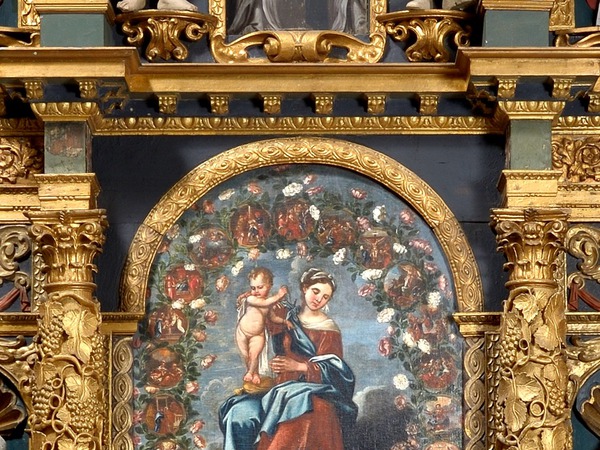 Slika Bogorodice od Ružarija na  retablu oltara Gospe od Ružarija