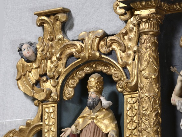 Kip svetog Grgura Pape na  retablu oltara Gospe od Ružarija