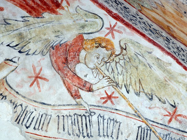 Zidna slika Posljednjeg suda (detalj anđela trubača)