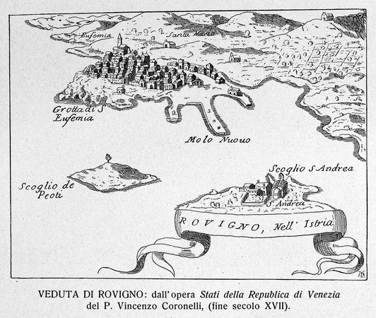 Crtež Rovinja objavljen u knjizi G. Caprina, L'Istria Nobilissima...