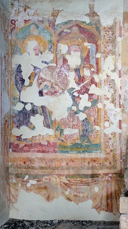 Zidna slika sveca s pastoralom (vjerojatno svetog Antuna) i Bogorodice s Djetetom