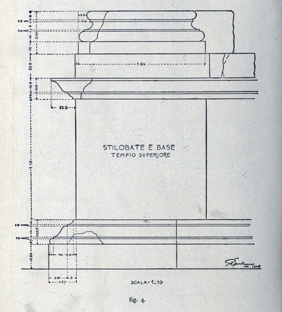 Crtež stilobata i baze rimskog hrama