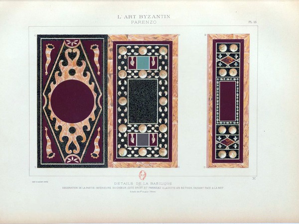 Slika ploče opusa sectile u apsidi Eufrazijeve bazilike objavljeni u knjizi Errard-Gayet...