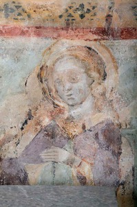Zidna slika svete Ane Samotreće i dvije svetice