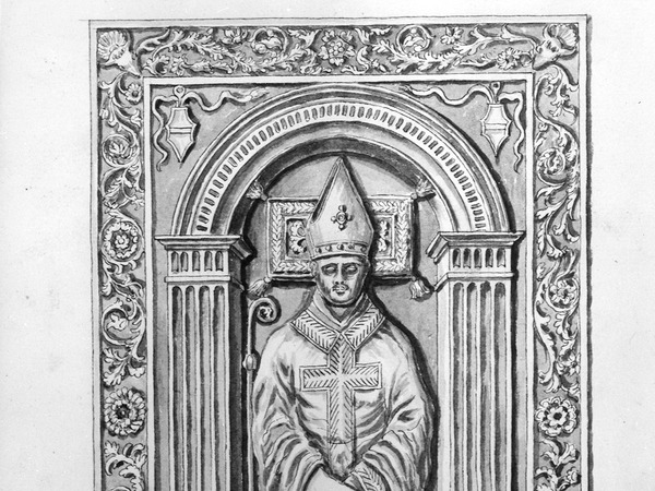Crtež nagrobne ploče porečkog biskupa Silvestra Quirinija