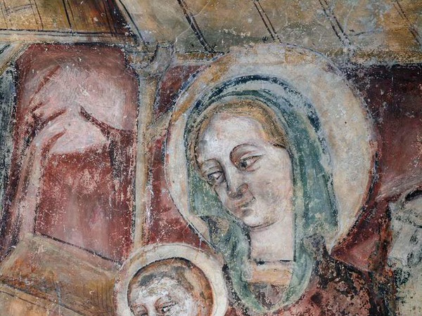 Zidna slika Bogorodice s djetetom na prikazu Poklonstva kraljeva