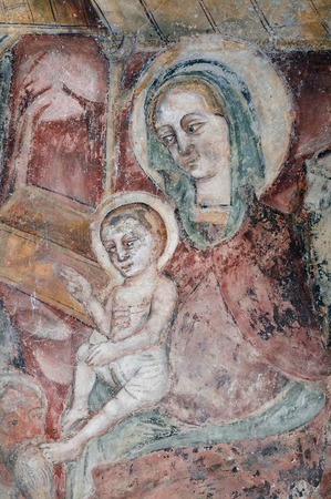 Zidna slika Bogorodice s djetetom na prikazu Poklonstva kraljeva