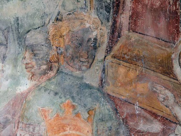 Zidna slika mladog i starog kralja na prikazu Poklonstva kraljeva