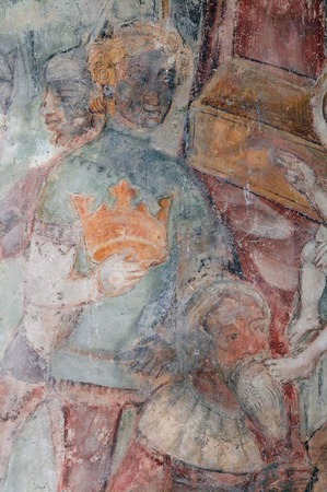 Zidna slika mladog i starog kralja na prikazu Poklonstva kraljeva
