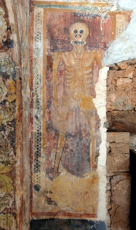 Zidna slika metafore smrti (kostur)